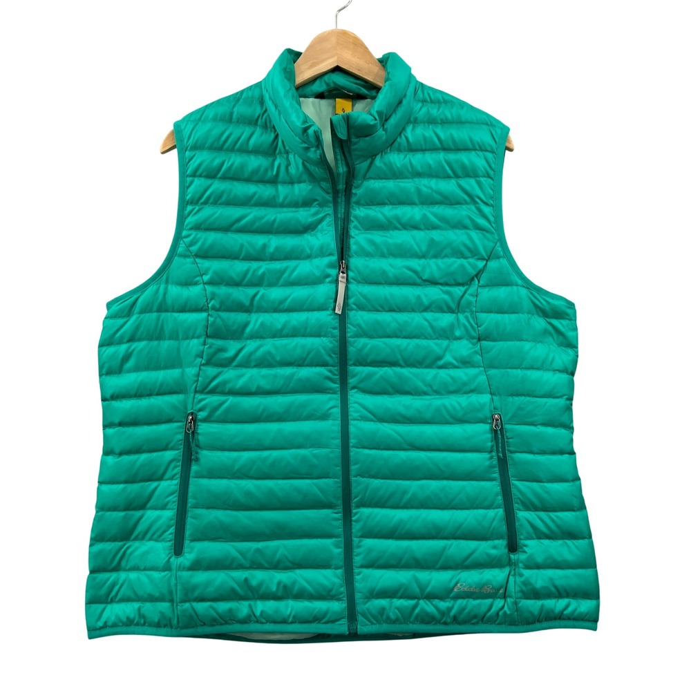 Eddie Bauer Travex EB700 Down Puffer Vest Womens XL Teal Green Quilted Gorpcore